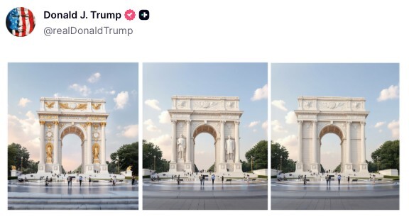Does Trumps Independence Arch surpass the French Arc de Triomphe, as he wishes?