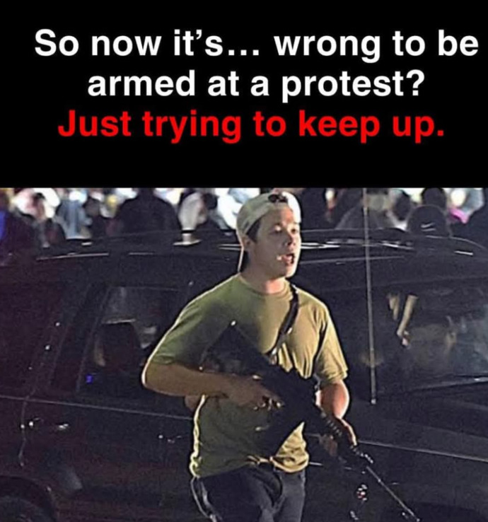 So, now, all of a sudden, its wrong to be armed at a protest... how things have changed?