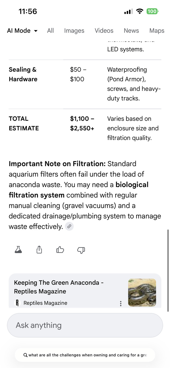 Would you want to own a green anaconda as a pet after reading this and do you think you would be able to afford to care for it?