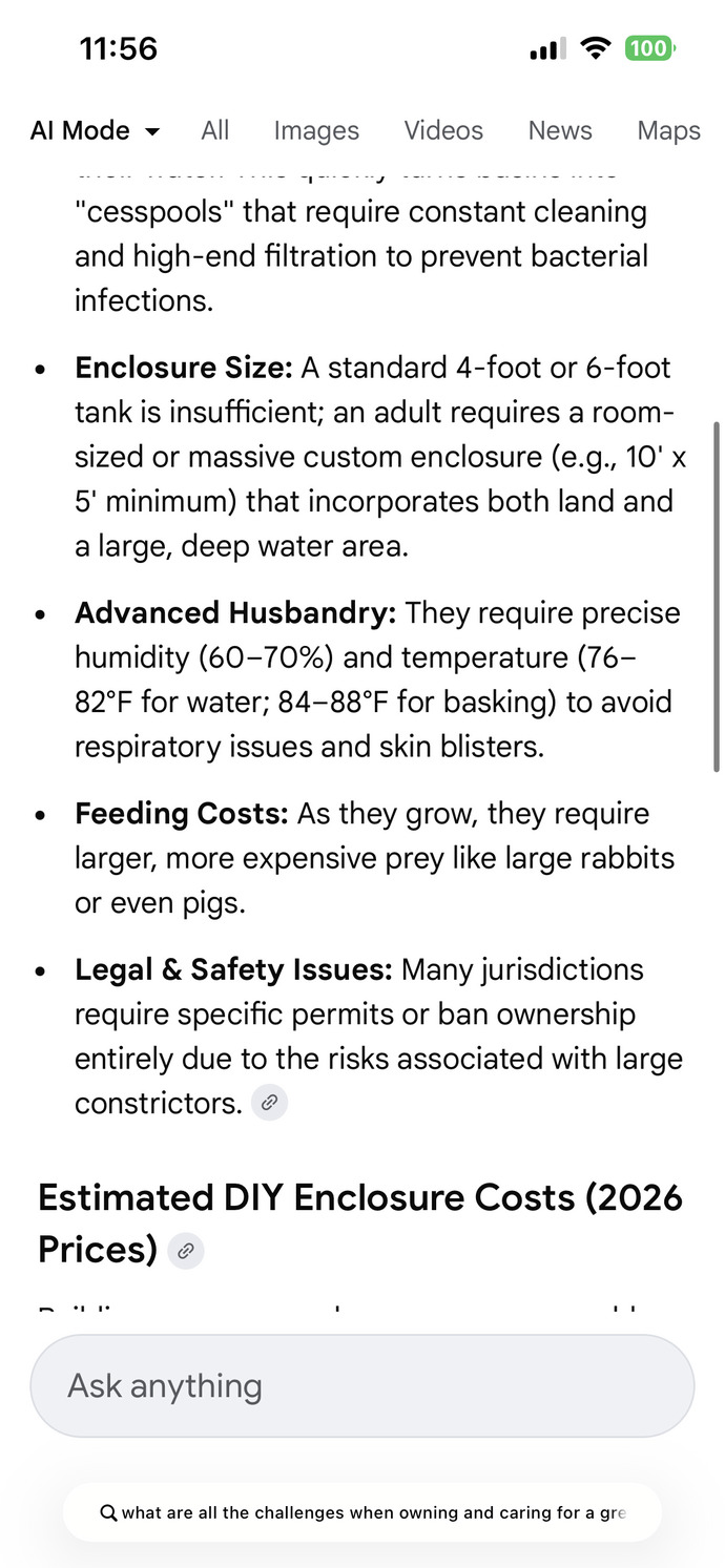 Would you want to own a green anaconda as a pet after reading this and do you think you would be able to afford to care for it?