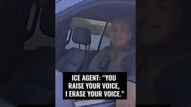 ICE to guy, "if you raise your voice I erase your voice." So much for the first amendment right?