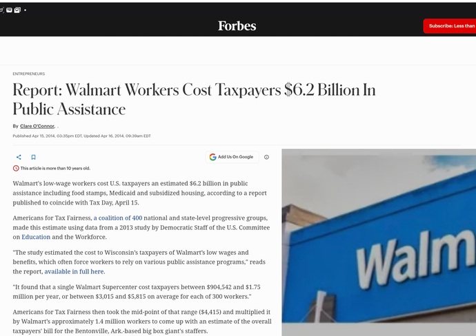 Sooo... prices go up we blame inflation not wage de-flation... and we blame welfare on the people - not the corporations not paying enough?