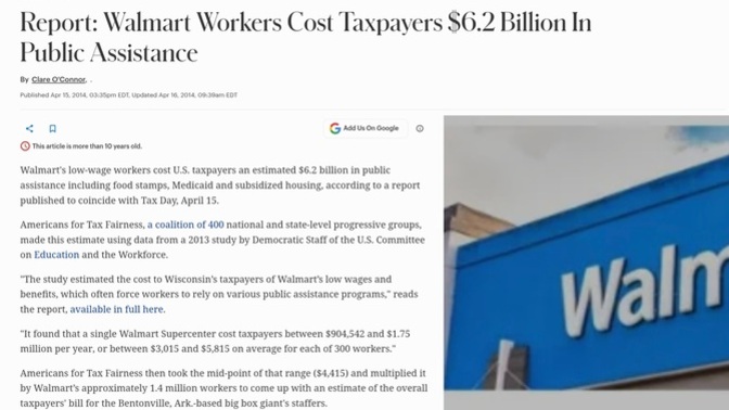 Sooo... prices go up we blame inflation not wage de-flation... and we blame welfare on the people - not the corporations not paying enough?