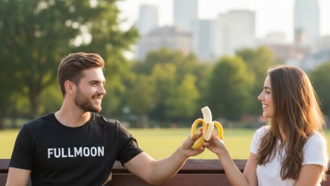 I couldn't eat this banana, I only took one bite. Shall I give it to you? Would you like some?