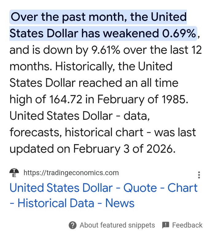 How can Trump say the economy is good under him, when the US dollar is at one of its weakest ever?