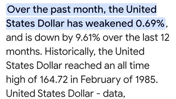 How can Trump say the economy is good under him, when the US dollar is at one of its weakest ever?