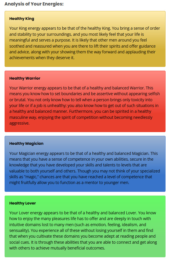 What is your dominant masculine archtype (The King, The Warrior, The Magician, The Lover)?