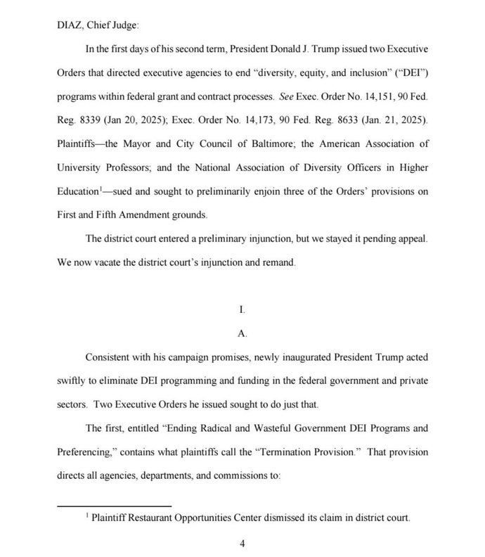 US appeals court has vacated an activist judge’s injunction which halted Trump executive order gutting DEI from federal gov. Is this good or bad?