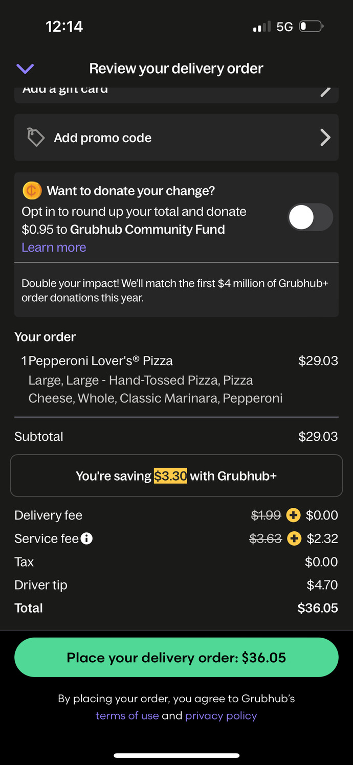 Its just one large mid quality pizza. Wtf. Should be like $20-25