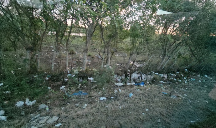 Trash along the highway