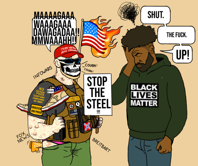 Some stupid MAGA meme subverted.