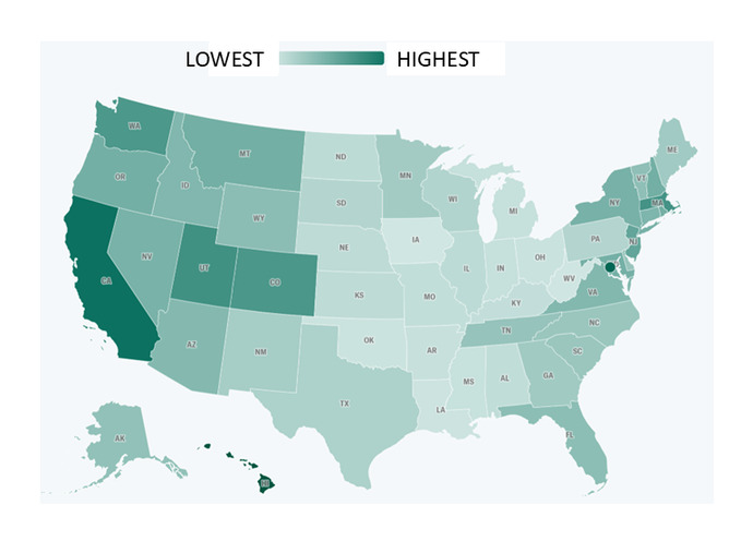What Does this US MAP of states represent?
