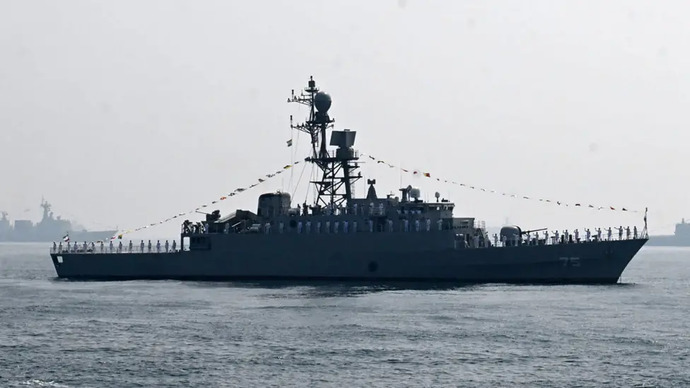 The Iris Dena seen in the Bay of Bengal during the International Fleet Review 2026