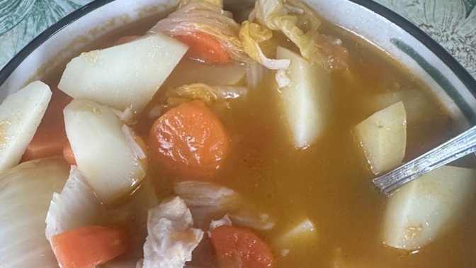 How does my Thursday chicken and cabbage soup look today?