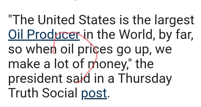 When Trump says"we make a lot of money" when gas prices go up, who is "we"?