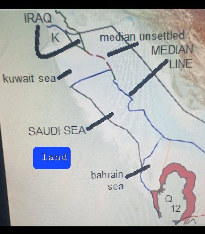 The international gulf with 13 mile 22 km territory marked red
