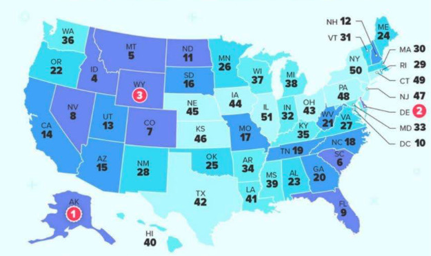 What does this graphic of the US show?