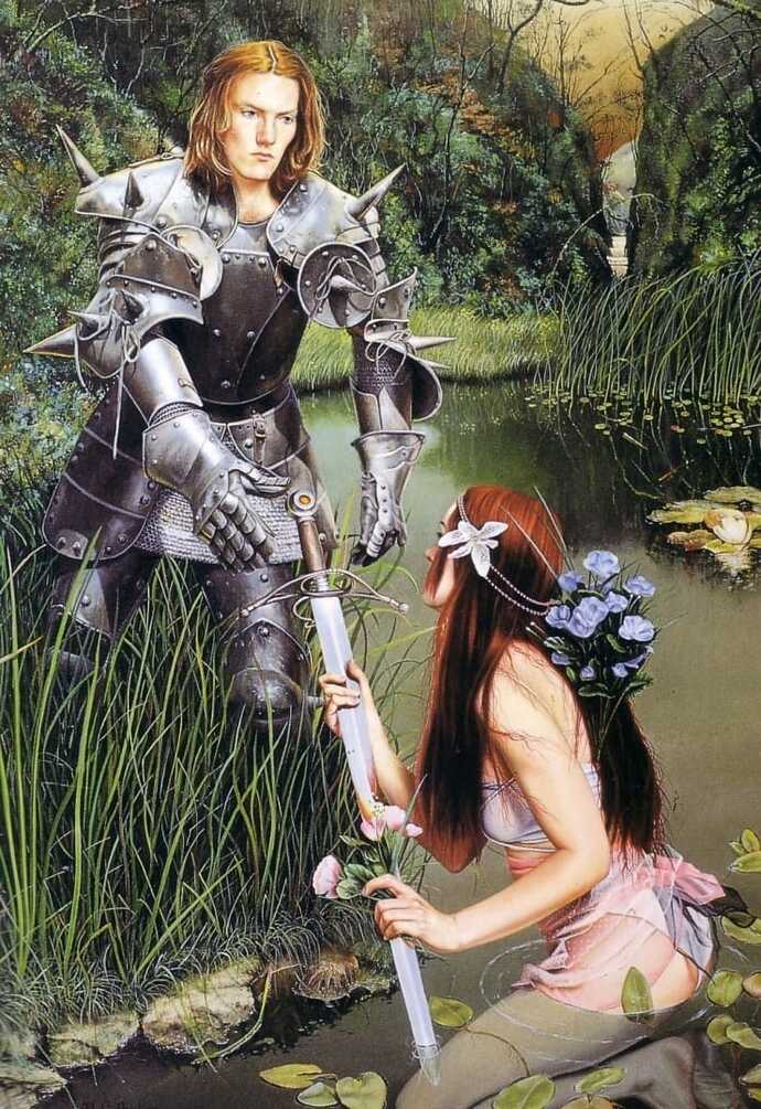 Guys if this woman randomly hands you a sword in the middle of a pond would you take it?