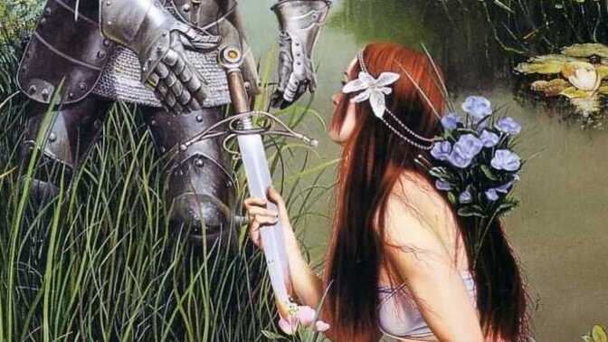 Guys if this woman randomly hands you a sword in the middle of a pond would you take it?
