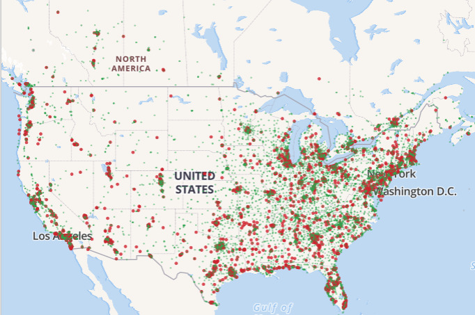 What do all the dots on this map mean?