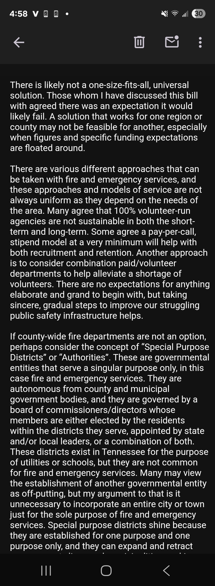 Is my email to a state rep about a failed public safety bill effective?