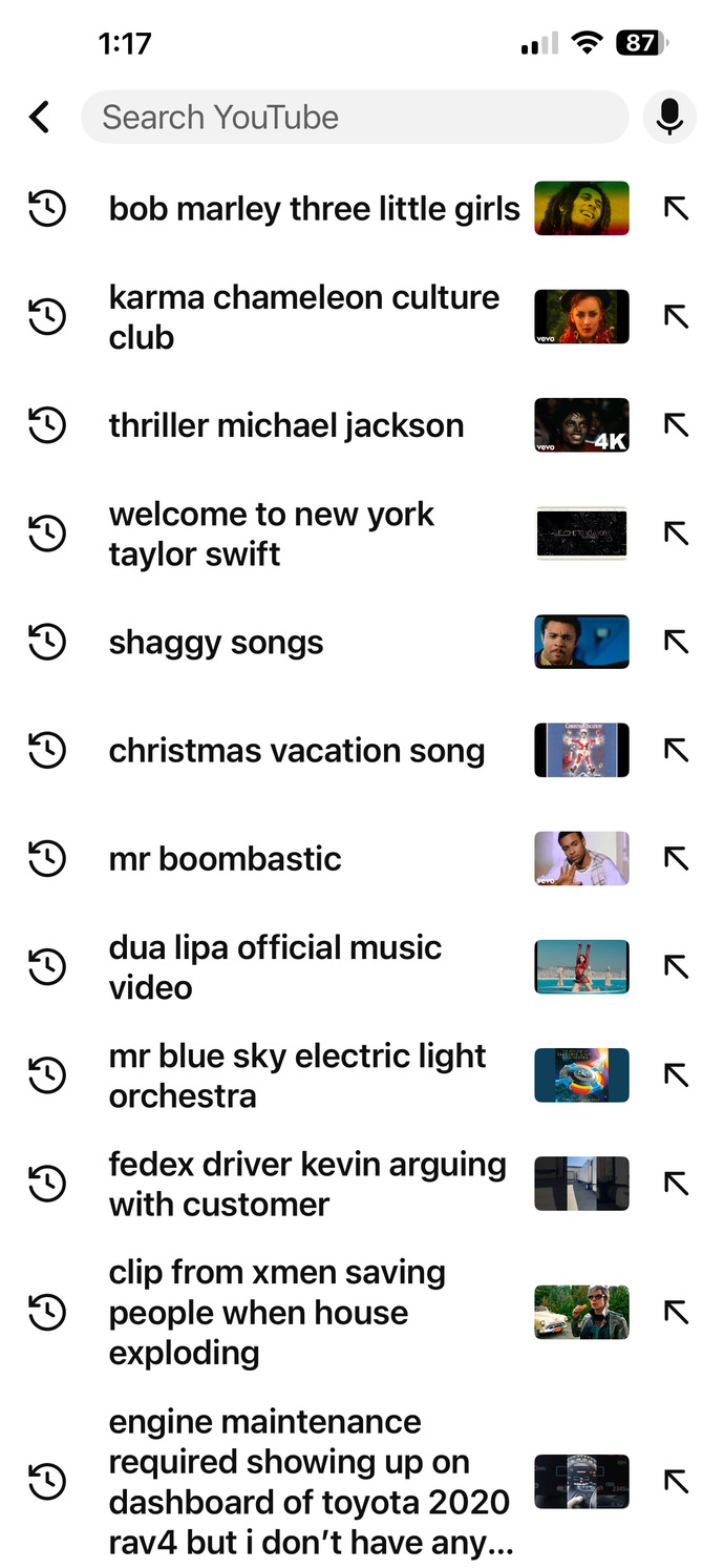 What was your last YouTube search (no cheating)?