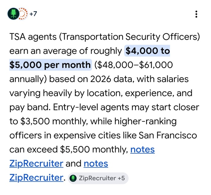 Do TSA agents not have savings accounts or rainy day funds?