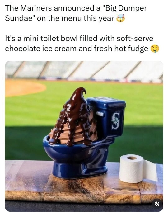 Would you eat this toilet bowl ice cream sundae at a ballpark?