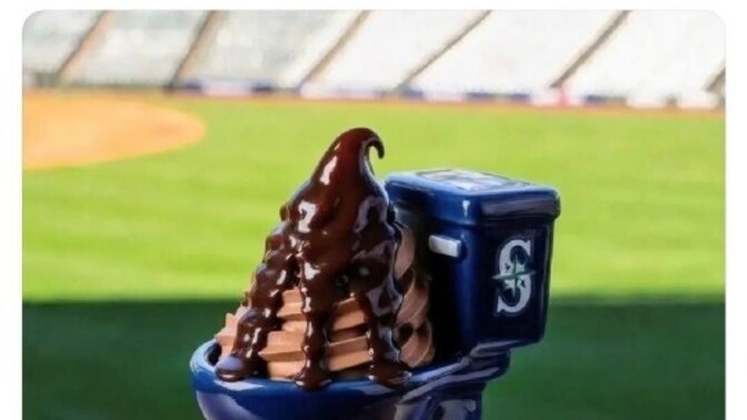 Would you eat this toilet bowl ice cream sundae at a ballpark?