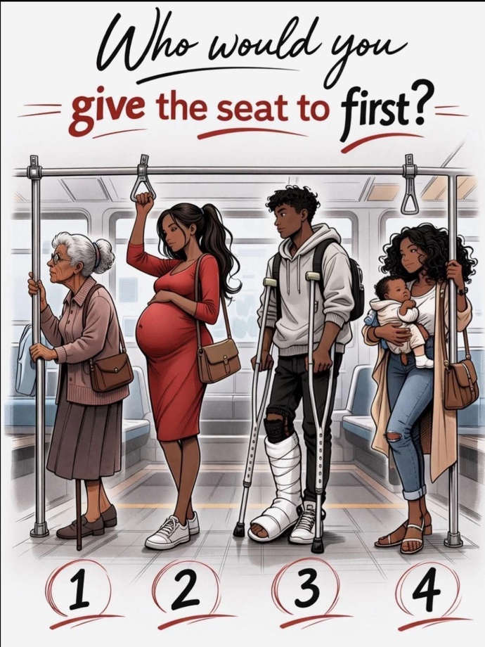 Who you give your seat first to and in what subsequent order and why?