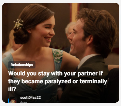 Would you stay with your partner if they became paralyzed or terminally ill?