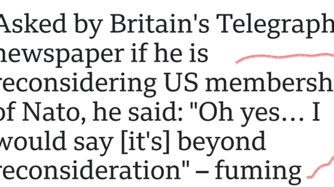 Is it a negotiation bluff? I say DO IT, DO IT! leave NATO! agreed?