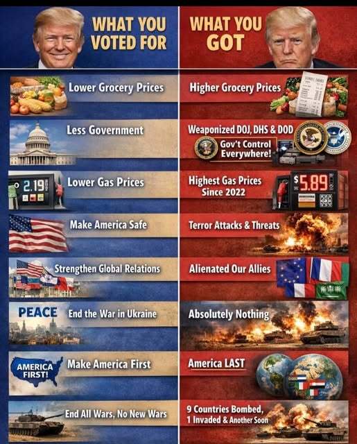 Heres a handy pic showing what the MAGAs actually got for voting their Fuhrer Trump in again. Do you think they instinctively knew all this?