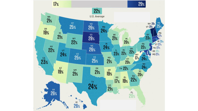 This US map shows something about workers, do you know what it is?