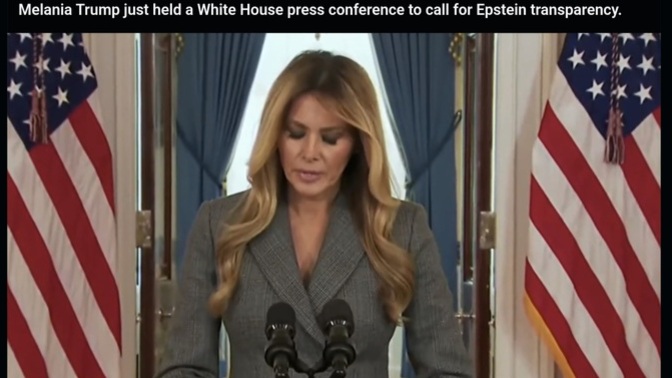Whats Melania getting in front of?