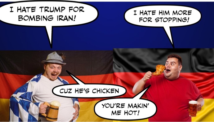 Lemme get this straight... The left hates Trump when he bombs Iran, and Trumps chicken when he stops? Right?