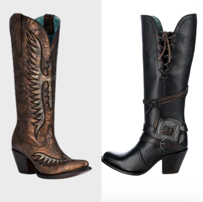 Which cowgirl boots look better and why?