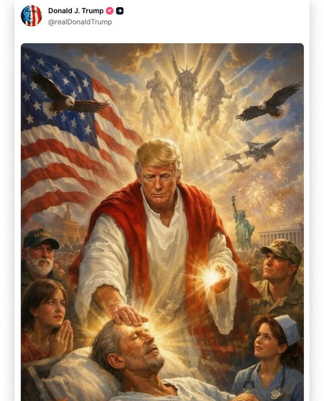Has Trump finally gone too far by posting an image of himself as Jesus?