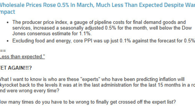 How many times do the so-called "experts" have to be wrong about inflation under President Trump in order to be crossed off the expert list?