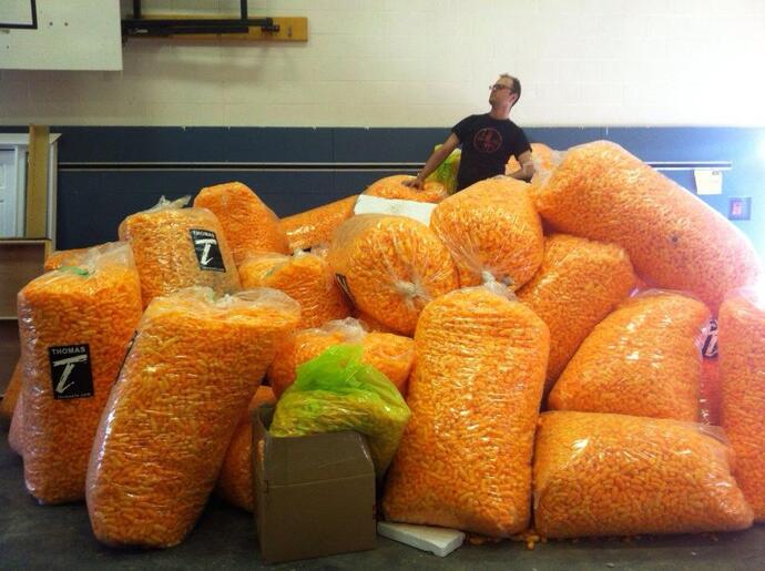 industrial amounts of Cheetos...