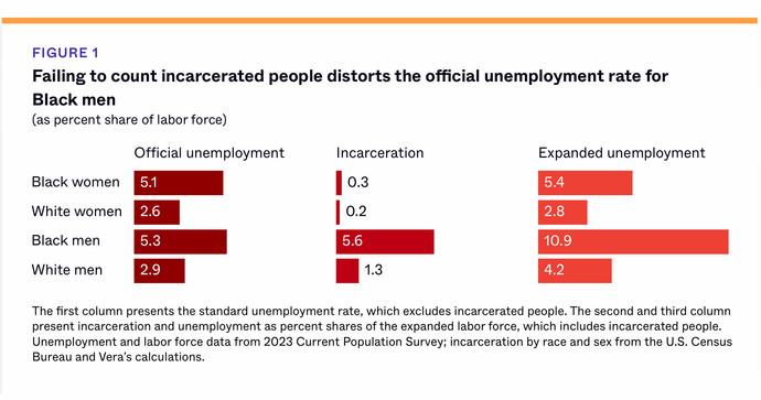 Does the exclusion of incarcerated people from official employment statistics creates a false impression of economic well-being and equity in the USA?