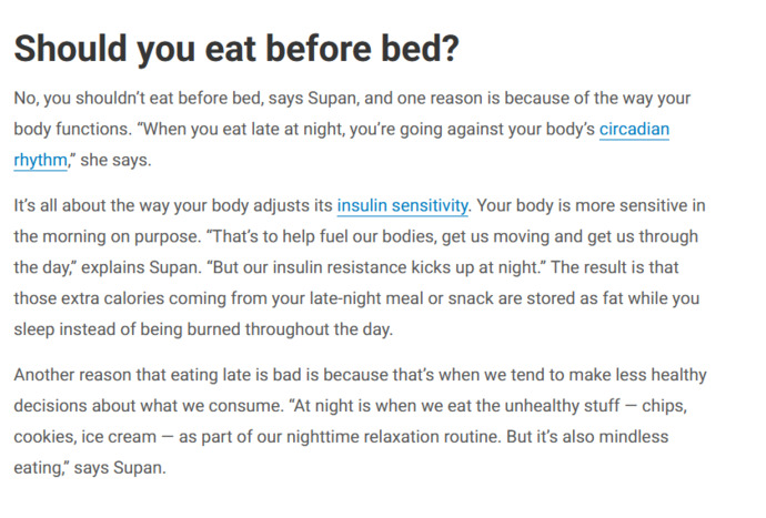 Do you like to stop eating food after a certain time of the day before bed?