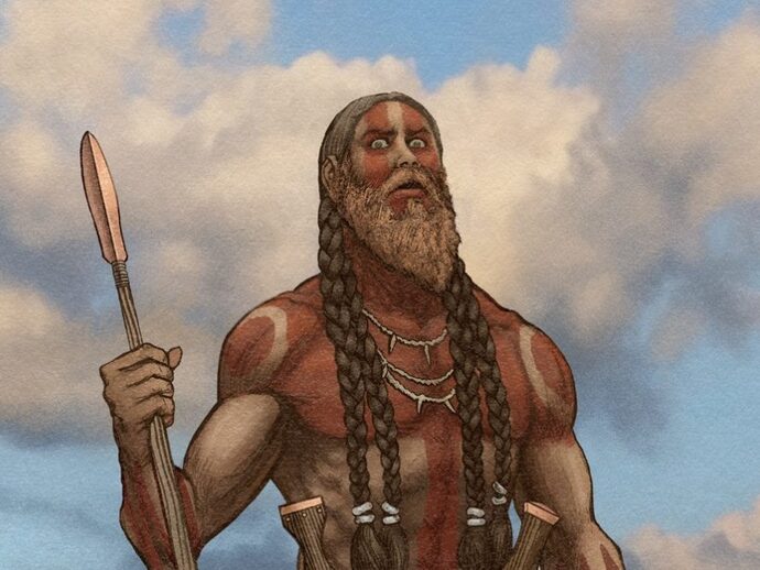 What do you think about this painted Indo-European man artwork?