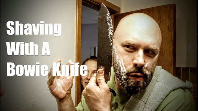 Men have you ever shaved with a Bowie Knife as another ’alpha flex’?