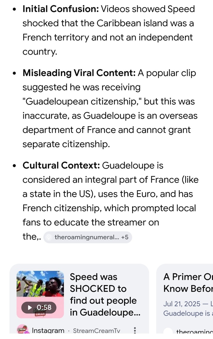 What are your thoughts on IShowSpeed not knowing that Guadeloupe is a French island?