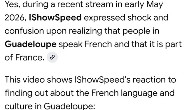 What are your thoughts on IShowSpeed not knowing that Guadeloupe is a French island?