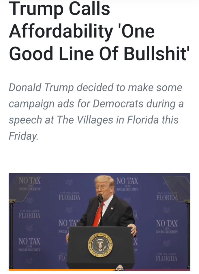 Why is Trump calling affordability one good line of bullshit?