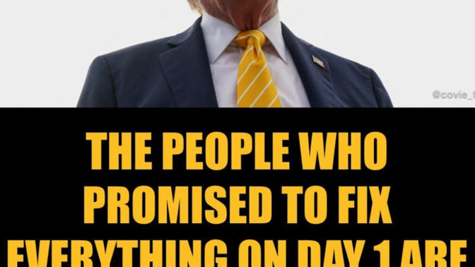 How long is Trump going to keep blaming Biden for not fixing issues that he promised to fix on "day 1"?