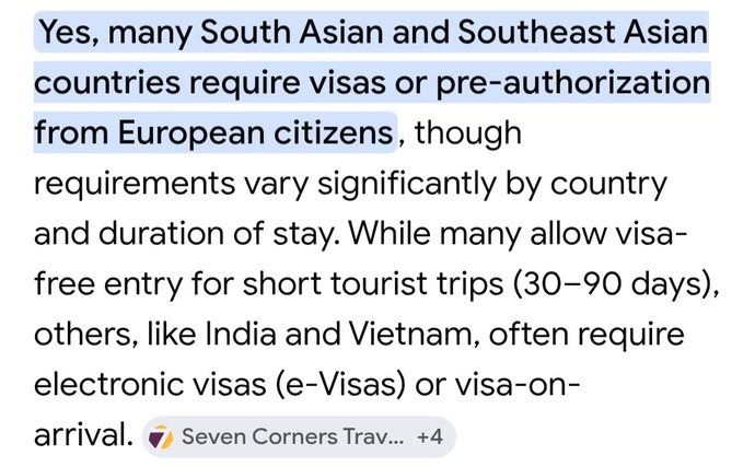 Do you think its funny that South Asian countries demand visas and bank statements from Westerners?