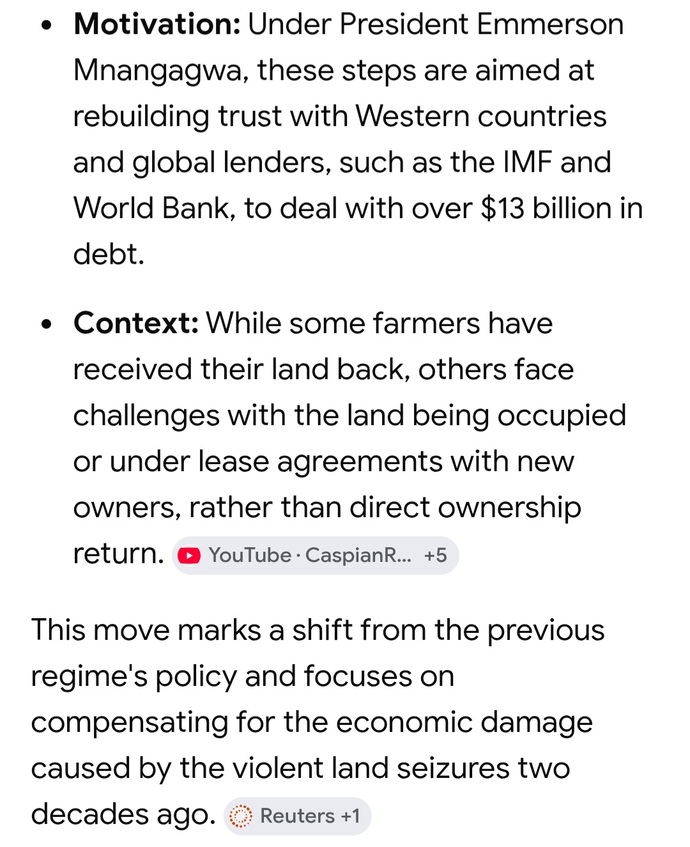 Zimbabwe is planning to give back land to White farmers. Should they take the deal?